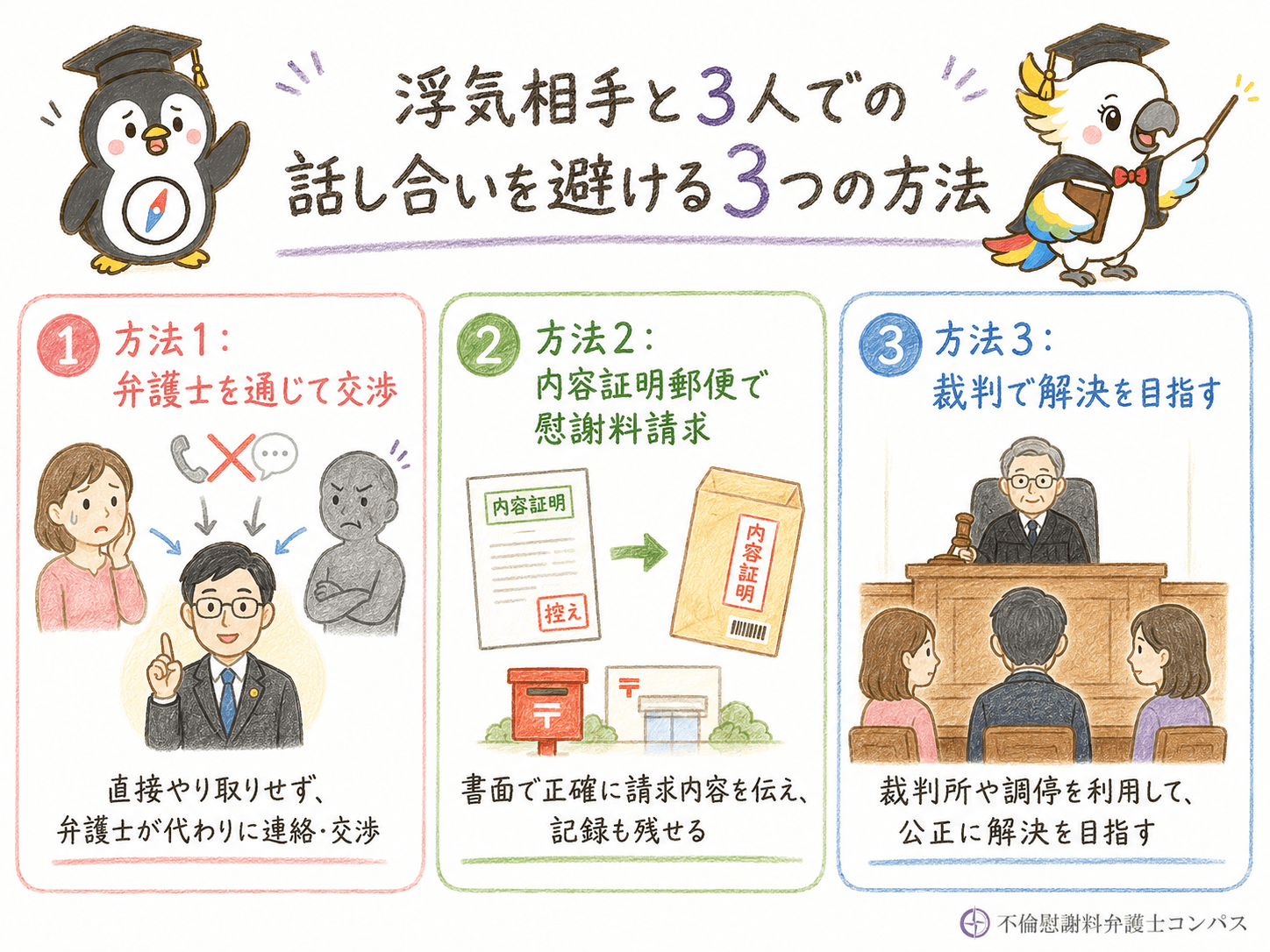 ７章　浮気相手と３人での話し合いを避ける方法３つ